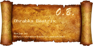Ohrabka Beatrix névjegykártya